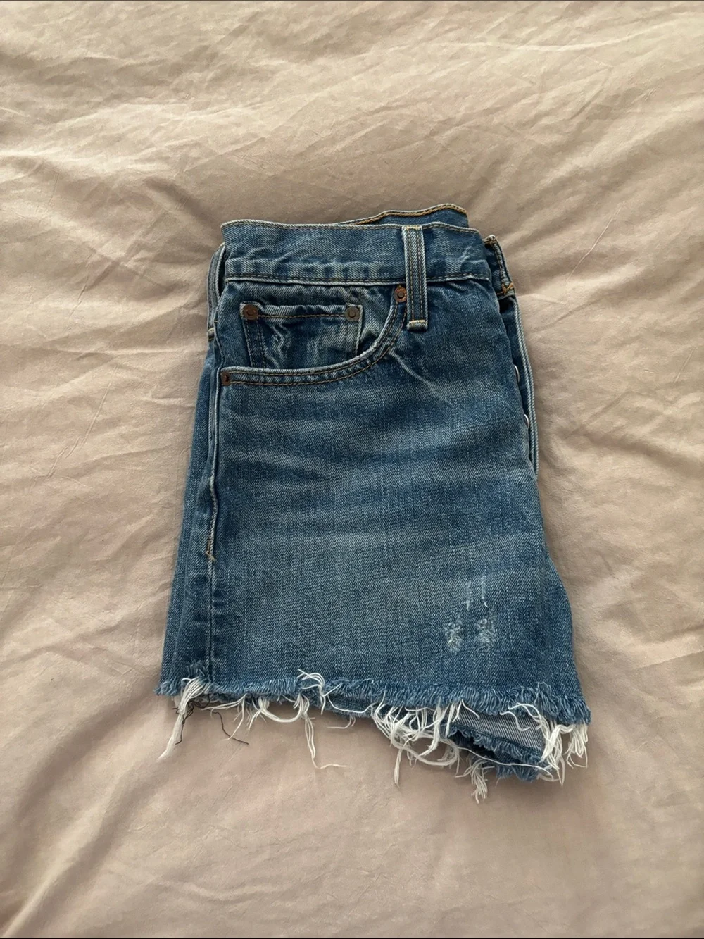 Classic Distressed Blue Denim Women’s Shorts